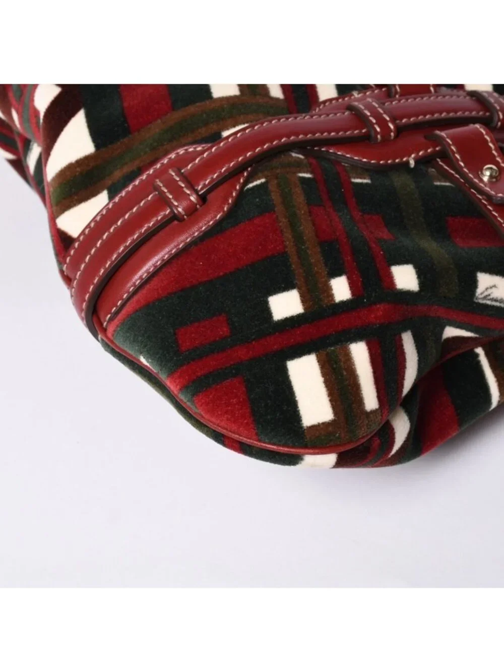 Gucci Horsebit Hobo Red Multicolor Velour Leather Silver